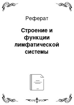 Реферат: Строение и функции лимфатической системы