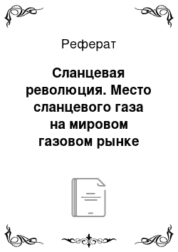 Реферат: Сланцевая революция. Место сланцевого газа на мировом газовом рынке