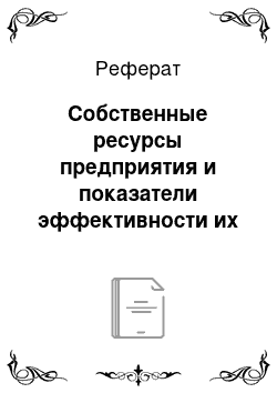 Реферат: Собственные ресурсы предприятия и показатели эффективности их использования