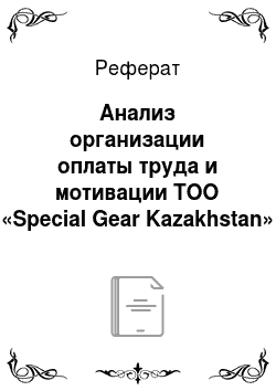 Реферат: Анализ организации оплаты труда и мотивации ТОО «Special Gear Kazakhstan»