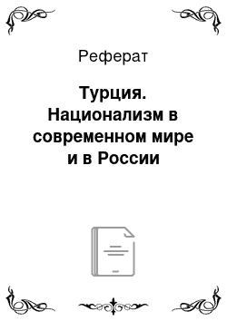 Реферат: Турция. Национализм в современном мире и в России