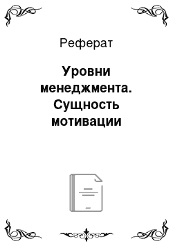 Реферат: Уровни менеджмента. Сущность мотивации