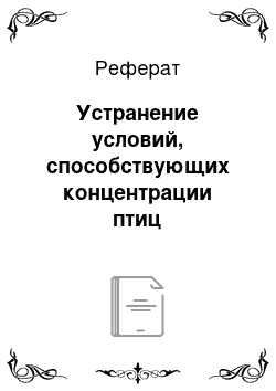 Реферат: Устранение условий, способствующих концентрации птиц