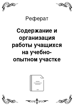 Реферат: Содержание и организация работы учащихся на учебно-опытном участке