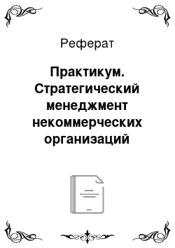 Реферат: Практикум. Стратегический менеджмент некоммерческих организаций