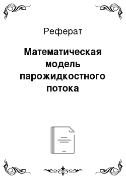 Реферат: Математическая модель парожидкостного потока