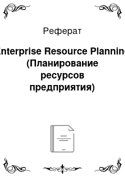 Реферат: Enterprise Resource Planning (Планирование ресурсов предприятия)