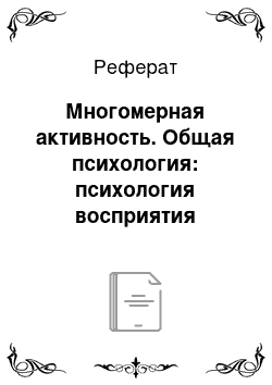 Реферат: Многомерная активность. Общая психология: психология восприятия