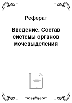 Реферат: Введение. Состав системы органов мочевыделения