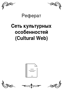 Реферат: Сеть культурных особенностей (Cultural Web)