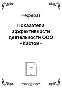 Реферат: Показатели эффективности деятельности ООО «Кастом»