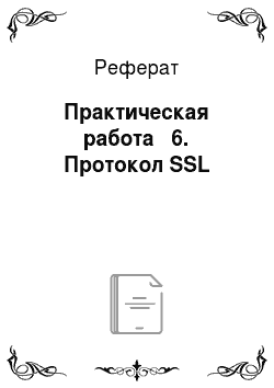 Реферат: Практическая работа № 6. Протокол SSL