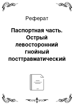 Реферат: Паспортная часть. Острый левосторонний гнойный посттравматический средний отит