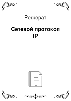 Реферат: Сетевой протокол IP