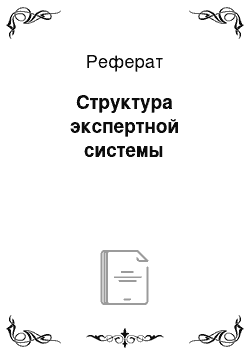 Реферат: Структура экспертной системы