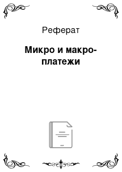 Реферат: Микро и макро-платежи