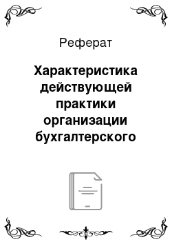 Реферат: Характеристика действующей практики организации бухгалтерского учета на ООО ПКФ «Лоза»