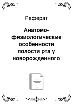 Реферат: Анатомо-физиологические особенности полости рта у новорожденного