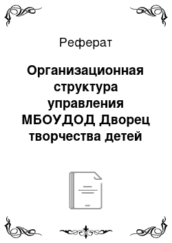 Реферат: Организационная структура управления МБОУДОД Дворец творчества детей и молодёжи (учреждения)