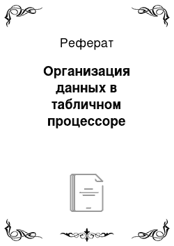 Реферат: Организация данных в табличном процессоре