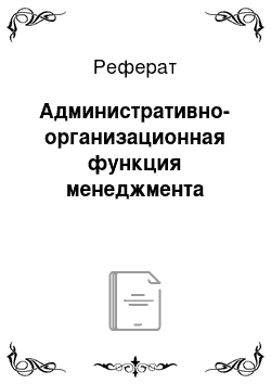 Реферат: Административно-организационная функция менеджмента