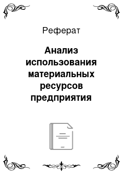 Реферат: Анализ использования материальных ресурсов предприятия