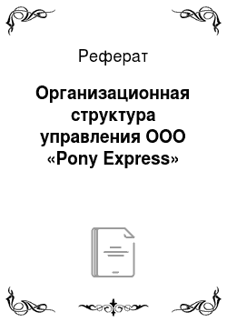 Реферат: Организационная структура управления ООО «Pony Express»