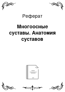 Реферат: Многоосные суставы. Анатомия суставов