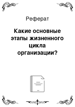 Реферат: Какие основные этапы жизненного цикла организации?