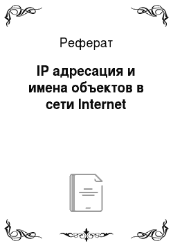 Реферат: IP адресация и имена объектов в сети Internet
