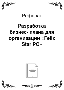 Реферат: Разработка бизнес-плана для организации «Felix Star PC»