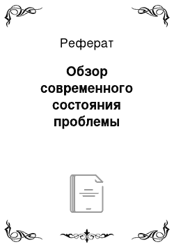 Реферат: Обзор современного состояния проблемы