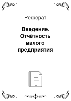 Реферат: Введение. Отчётность малого предприятия