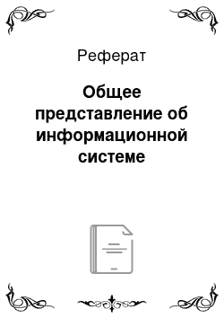 Реферат: Общее представление об информационной системе