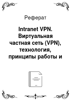 Реферат: Intranet VPN. Виртуальная частная сеть (VPN), технология, принципы работы и использования