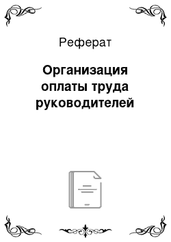 Реферат: Организация оплаты труда руководителей