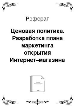 Реферат: Ценовая политика. Разработка плана маркетинга открытия Интернет–магазина по продаже кукол BJD