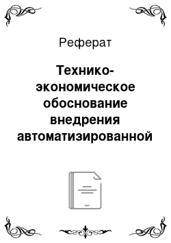 Реферат: Технико-экономическое обоснование внедрения автоматизированной информационной системы