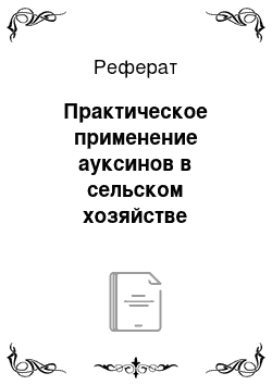 Реферат: Практическое применение ауксинов в сельском хозяйстве