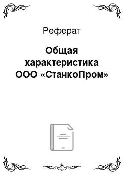 Реферат: Общая характеристика ООО «СтанкоПром»