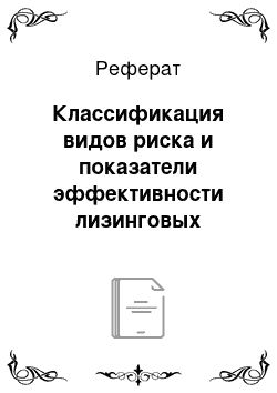 Реферат: Классификация видов риска и показатели эффективности лизинговых сделок