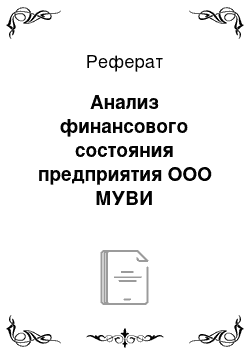 Реферат: Анализ финансового состояния предприятия ООО МУВИ