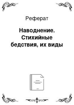 Реферат: Наводнение. Стихийные бедствия, их виды