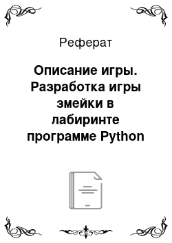 Реферат: Описание игры. Разработка игры змейки в лабиринте программе Python