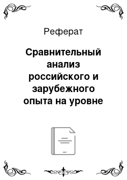 Реферат: Сравнительный анализ российского и зарубежного опыта на уровне фирмы