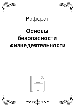 Реферат: Основы безопасности жизнедеятельности