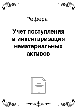 Реферат: Учет поступления и инвентаризация нематериальных активов