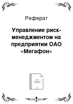 Реферат: Управление риск-менеджментом на предприятии ОАО «Мегафон»