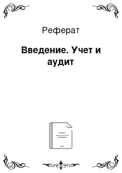 Реферат: Введение. Учет и аудит