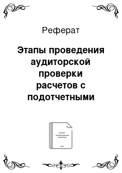 Реферат: Этапы проведения аудиторской проверки расчетов с подотчетными лицами